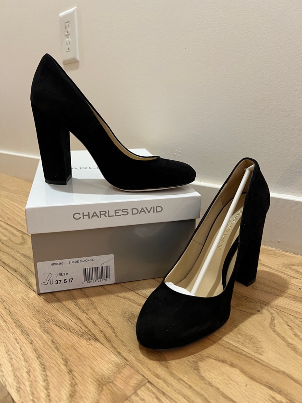 Charles David Black Suede Block Heels size 7